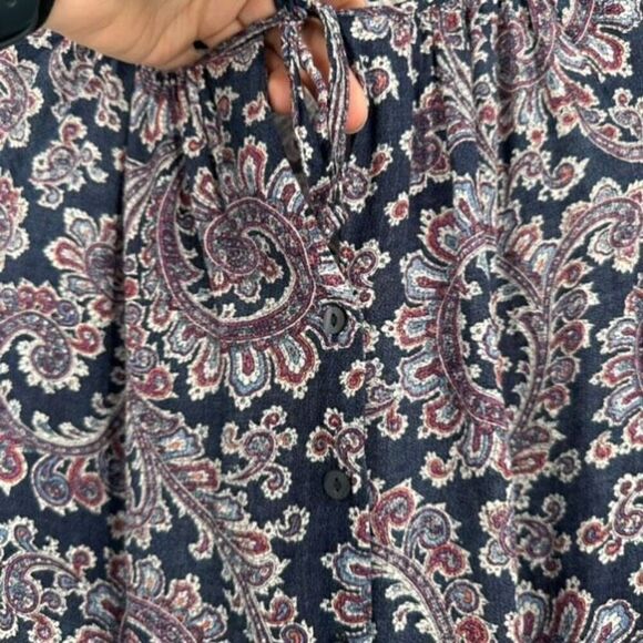 Lucky Brand Women's Paisley Keyhole Long Sleeve Shirt Multicolor Size Small - Picture 6 of 13